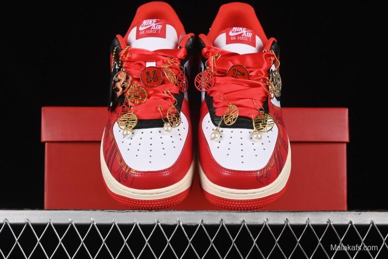 Nike Air Force 1 '07 Low Custom Wedding Sneakers with Chinese Style Elements - FN7439-133