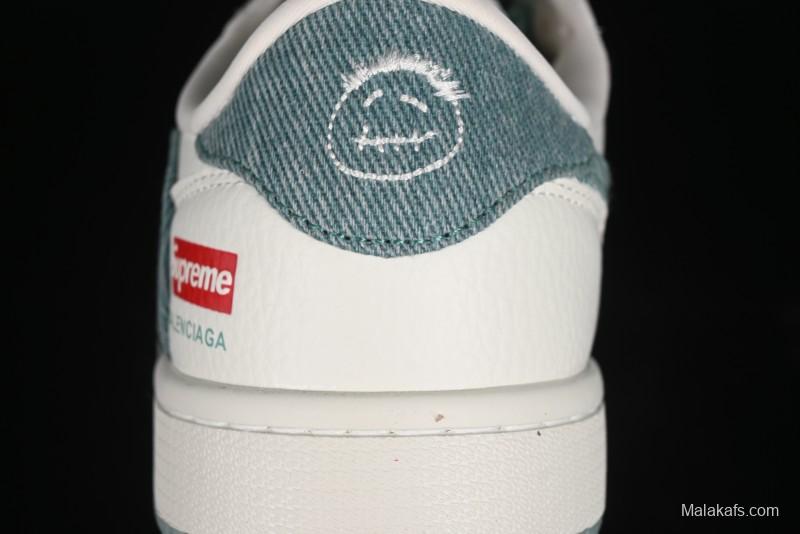 Nike Travis Scott x Fragment Design x Air Jordan 1 Low OG SP AJ1 Supreme Collaboration - Green Canvas Swoosh Low-Top Casual Sneakers - JH6088-706