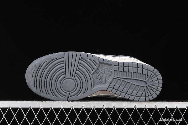 Nike SB Dunk Low Stussy Collaboration - Off White Grey Pig Anniversary Custom Low-Top Casual Skate Shoes - XX2025-888