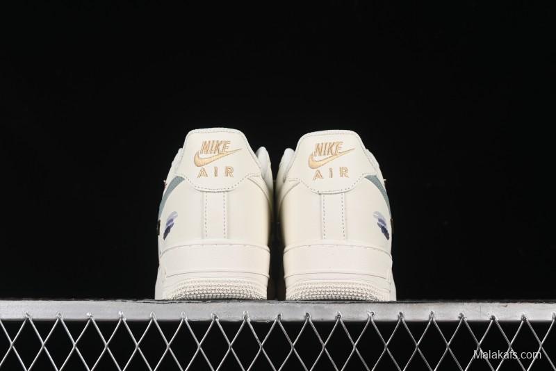Nike Air Force 1 '07 Low Casual Sneakers with Mint Mambo Anime Theme and Gold Spray - ZH0316-040