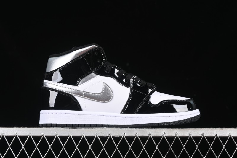 Nike Air Jordan 1 Mid Basketball Shoes White Black Silver - HV0789-010