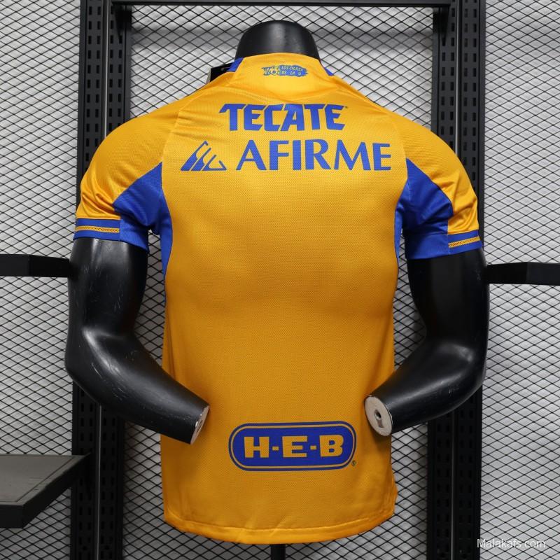 Player Version 25/26 Tigres UANL Home Yellow with Blue Stripes Jersey