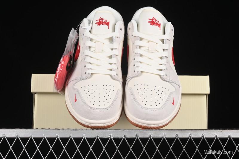 Nike Air Jordan 1 Low Stussy Collaboration - Pink Pig Retro Low-Top Basketball Shoes - SJ9950-023