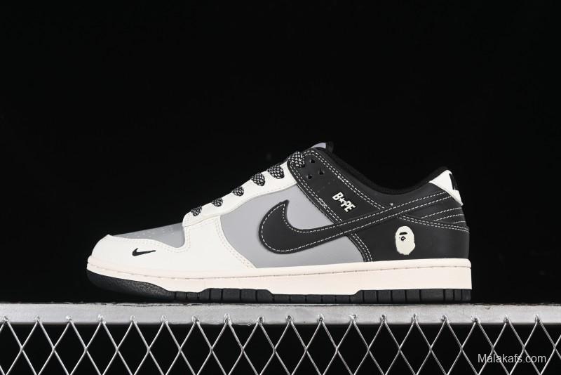 Nike SB Dunk Low BAPE Collaboration Anniversary Edition - White Grey Black Low Top Casual Skate Shoes - BB8969-007