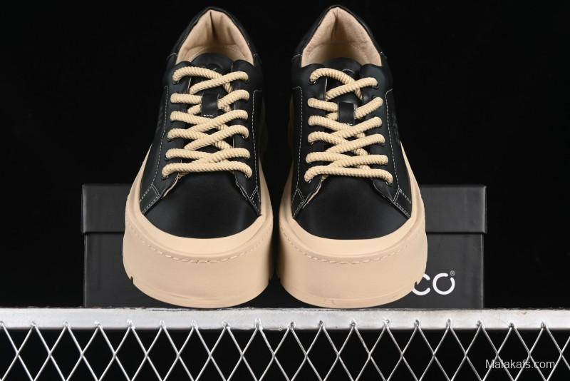 Ecco Street Light Series Autumn Height-Increasing Round-Toe Versatile Casual White Sneakers - 63311901001