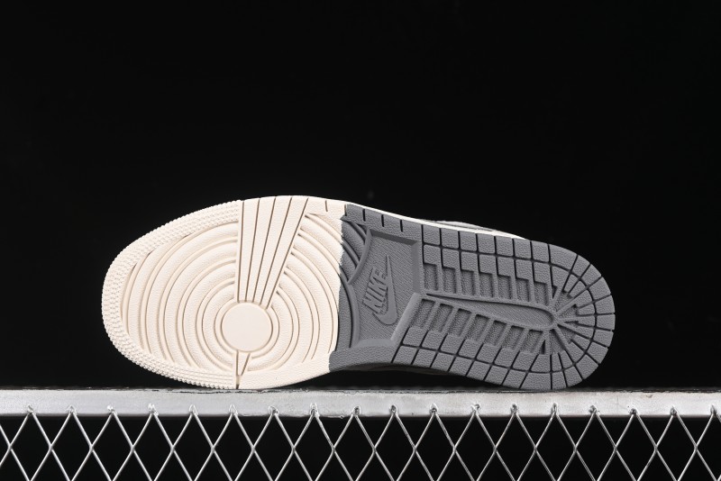 Nike Air Jordan 1 Low Supreme Collaboration - Dual-Tone Beige/Grey Retro Basketball Shoes - SJ9950-030