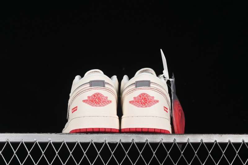 Nike Air Jordan 1 Low AJ1 Supreme Collaboration - Red Rabbit Retro Basketball Shoes - SJ9950-025