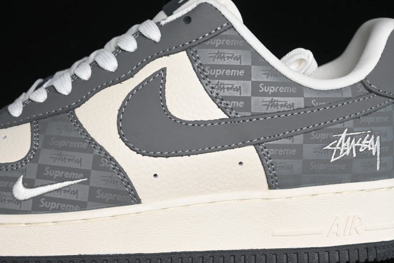 Nike Air Force 1 '07 Low Stussy Collaboration - Light Bone Shadow Low-Top Casual Sneakers - DF0180-008