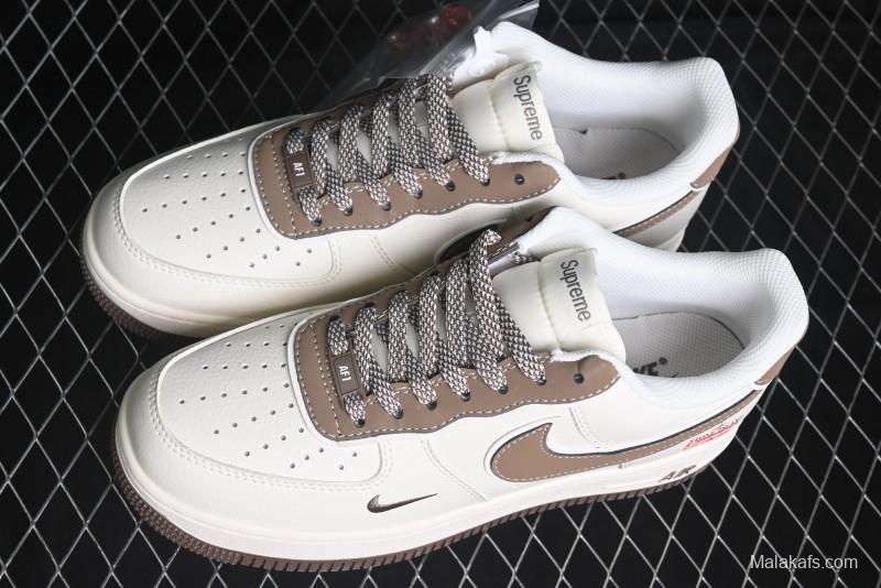 Nike Air Force 1 '07 Low Stone Island x Supreme Collaboration - Beige Brown Swoosh Casual Sneakers - BB1616-306