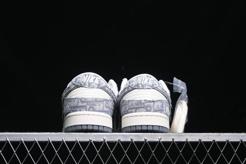Nike SB Dunk Low Dior Collaboration - Woven Grey Check Anniversary High-End Custom Low-Top Casual Skate Shoes - YX5066-247
