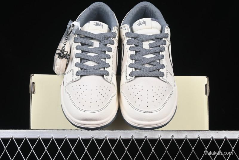 Nike SB Dunk Low Stussy Collaboration - Beige Grey Line Anniversary High-End Custom Low-Top Casual Sneakers - BB7518-007