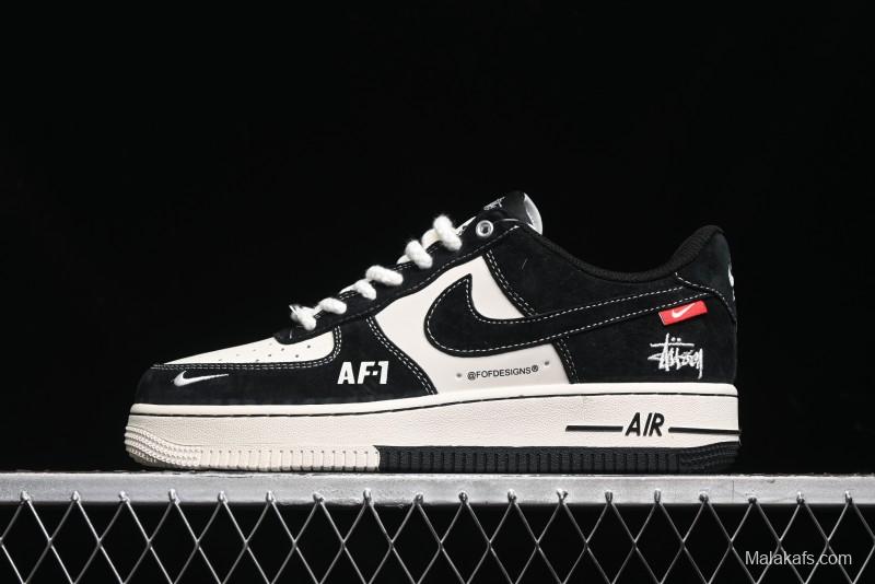 Nike Air Force 1 '07 Low Stussy Collaboration - Black/Red Label Low-Top Casual Sneakers - SJ6698-008