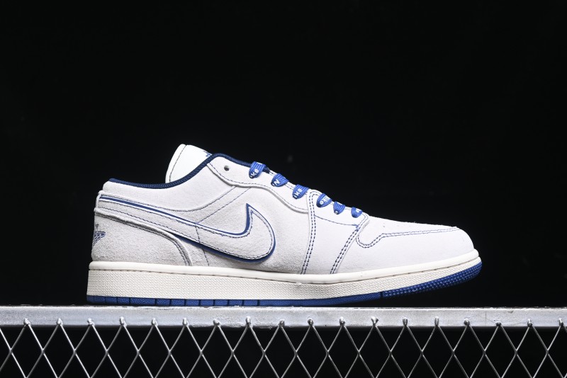 Nike Air Jordan 1 Low Stussy Collaboration - Premium Custom Retro Basketball Shoes with Blue-Grey Accents - DM9188-006