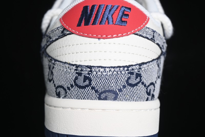 Nike SB Dunk Low Gucci Collaboration - Beige Black Jacquard Swoosh Anniversary High-End Custom Low-Top Casual Sneakers - YX5066-216
