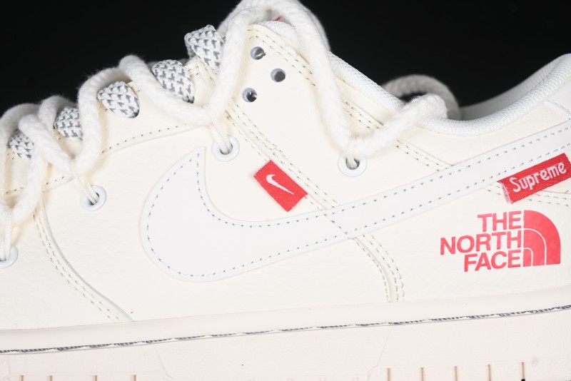 Nike SB Dunk Low x The North Face x Supreme Series - Strap Beige White Hook Anniversary High-End Custom Low-Top Casual Skate Shoes - YX5066-229