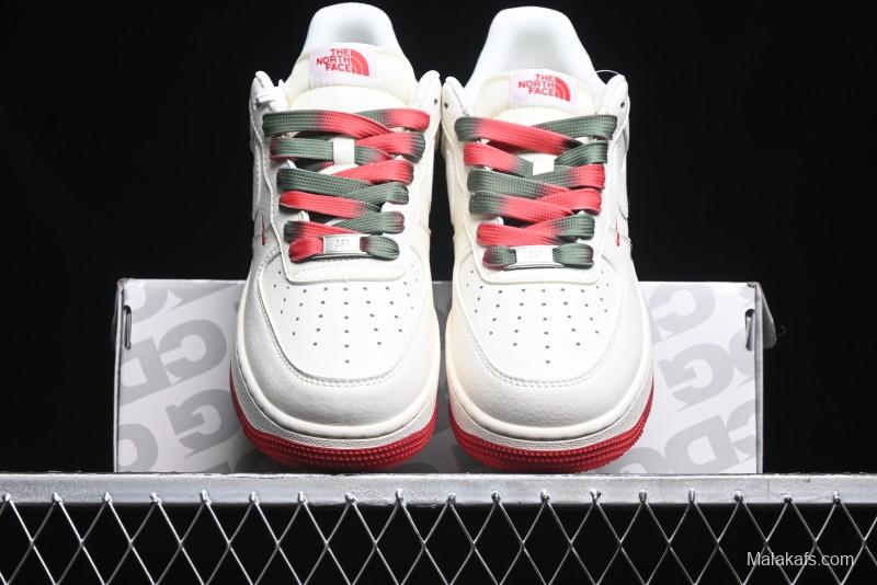 Nike Air Force 1 '07 Low The North Face Collaboration - Beige Red Green Color Block Low-Top Casual Sneakers - XZ6188-011