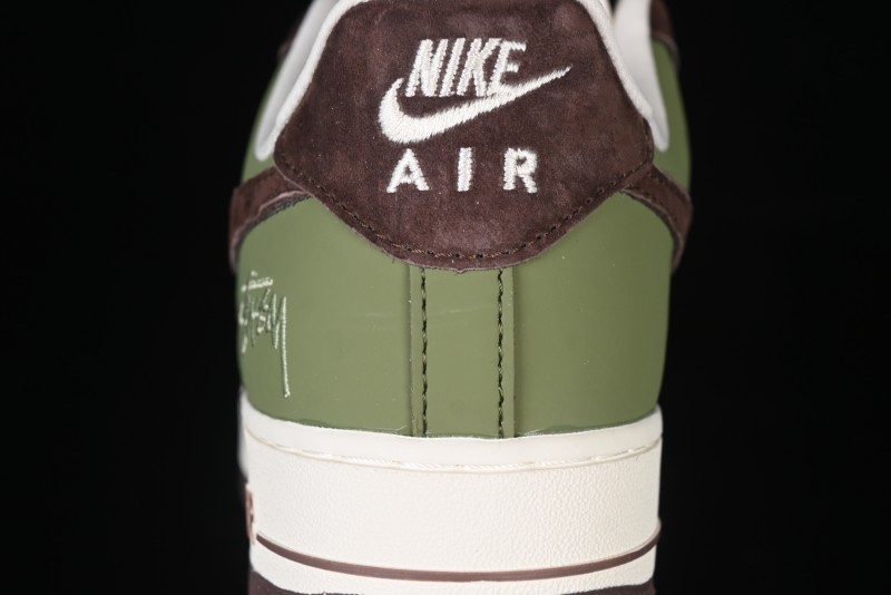 Nike Air Force 1 '07 Low Stussy Collaboration - Green Brown Low-Top Casual Sneakers - KK1988-038