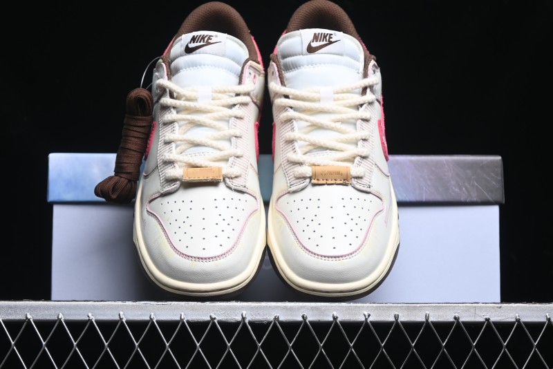 Nike Dunk Low Retro Casual Sneakers in Brown and Sail with Panda Mischief Skyline Theme - DD1503-124