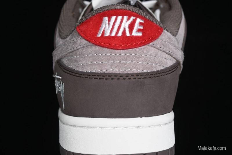 Nike SB Dunk Low Stussy Collaboration - Beige Brown Swoosh Anniversary High-End Custom Low-Top Casual Skate Shoes - SF1029-408