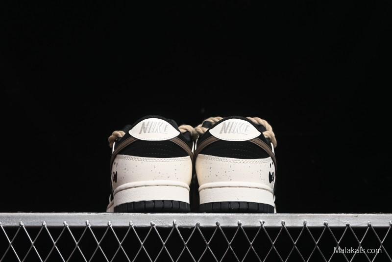 Nike Dunk Low Retro Casual Sneakers with Little Panda and Dopamine Mocha Design - DD1391-100