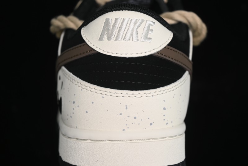 Nike Dunk Low Retro Casual Sneakers with Little Panda and Dopamine Mocha Design - DD1391-100