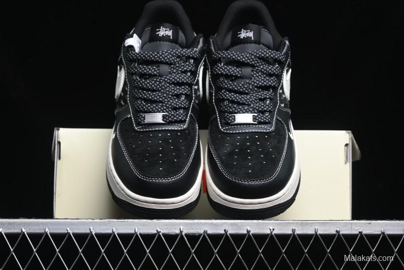 Nike Air Force 1 '07 Low Stussy Collaboration - All Black Low-Top Casual Sneakers - XZ6188-311