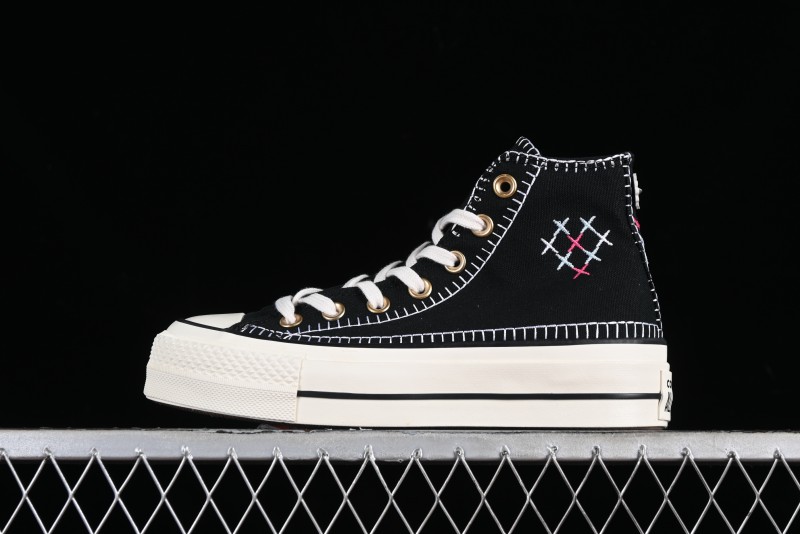 Converse All Star Lift Platform Sneakers with Daisy Stitch Detail - A08731C