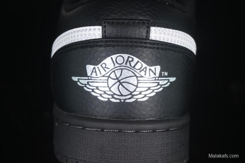 Nike Air Jordan 1 Low AJ1 Basketball Shoes in Black and White Canvas and Leather - HV5968-001