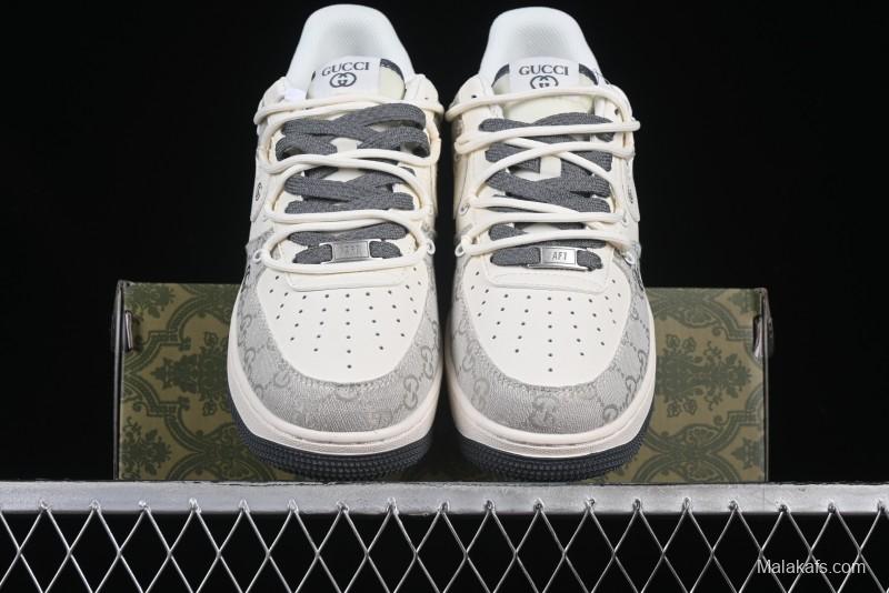 Nike Air Force 1 '07 Low Gucci Collaboration Smoke Gray Drawstring Casual Sneakers - SJ1198-105