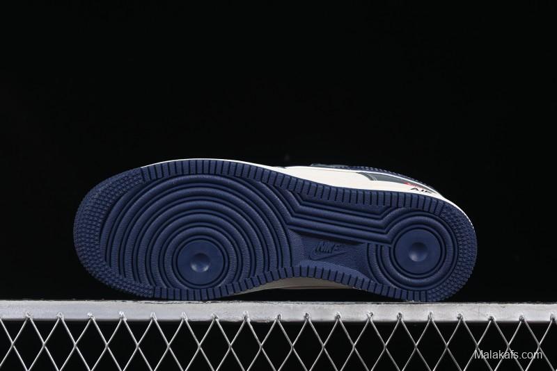 Nike Air Force 1 '07 Low Supreme Casual Sneakers in Grey Blue with Red Swoosh - XZ6188-382