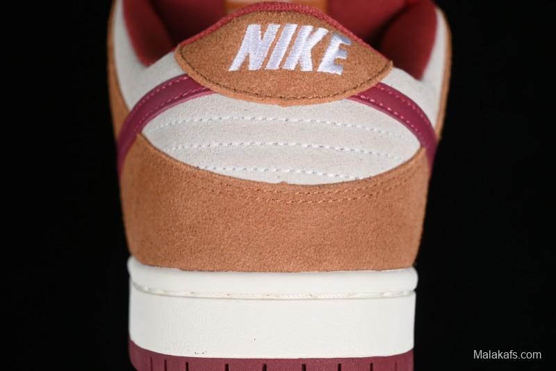 Nike SB Dunk Low Pro Brown Red Colorway SB Low Top Casual Skate Shoes - BQ6817-202