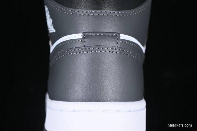 Nike Air Jordan 1 Mid AJ1 White Black Gray Culture Leisure Sneakers - DQ8426-001
