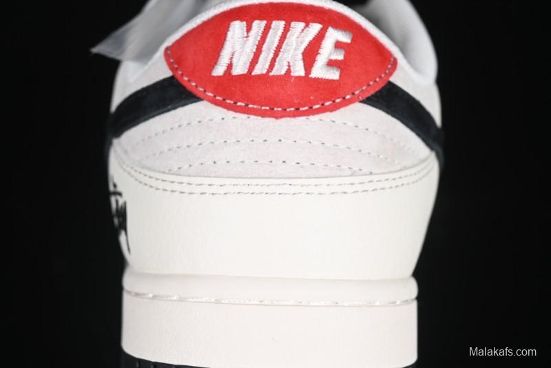 Nike SB Dunk Low Stussy Collaboration Black Blue Suede Anniversary Custom Low-Top Casual Skate Shoes - XS1086-013