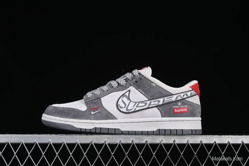 Nike SB Dunk Low Supreme x Stone Island Triple Collaboration Anniversary Custom Low-Top Casual Sneakers - DJ2024-125