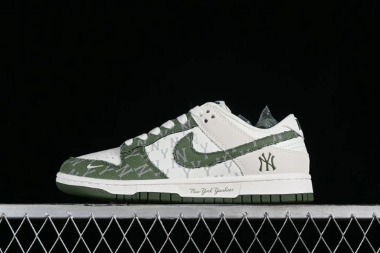 Nike SB Dunk Low MLB Collaboration - Green Denim Anniversary Custom Low-Top Casual Skate Shoes - DQ1098-345
