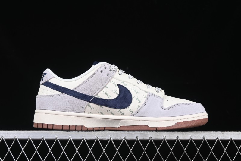 Nike SB Dunk Low Stussy Collaboration Blue Swoosh Gum Sole Anniversary Custom Low-Top Casual Sneakers - XS1086-012