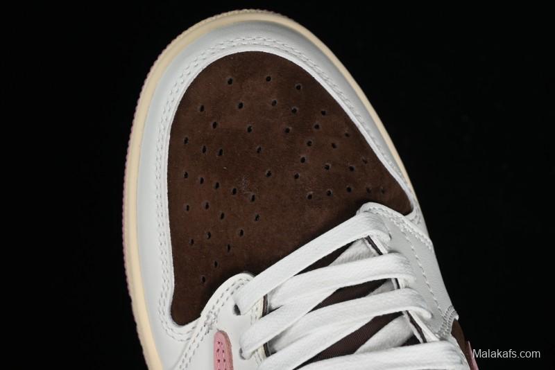 Nike Travis Scott x Air Jordan 1 Low OG AJ1 Reverse Swoosh Sneakers - DZ4137-206