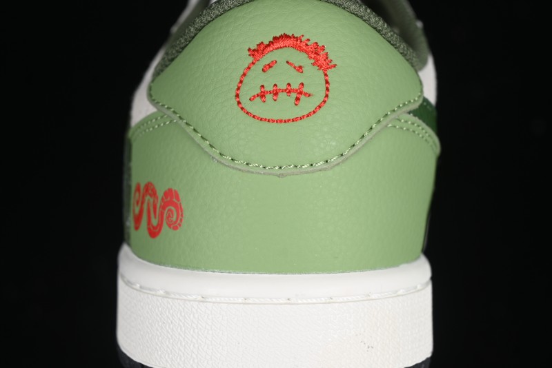 Nike Travis Scott x Fragment Design x Air Jordan 1 Low OG SP AJ1 Snake Year Limited Edition Low-Top Casual Sneakers - DM7866-075