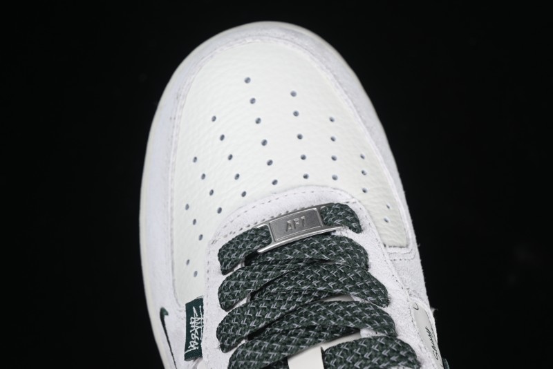 Nike Air Force 1 '07 Low Stussy Collaboration Green Suede Swoosh Low-Top Casual Sneakers - CH6336-511
