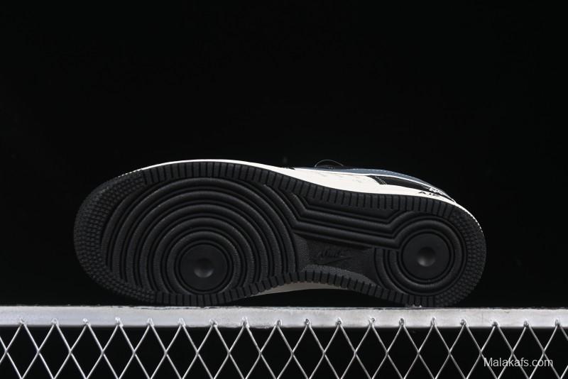 Nike Air Force 1 '07 Low Stussy Collaboration Grey Blue Black Leather Low-Top Casual Sneakers - XZ6188-199