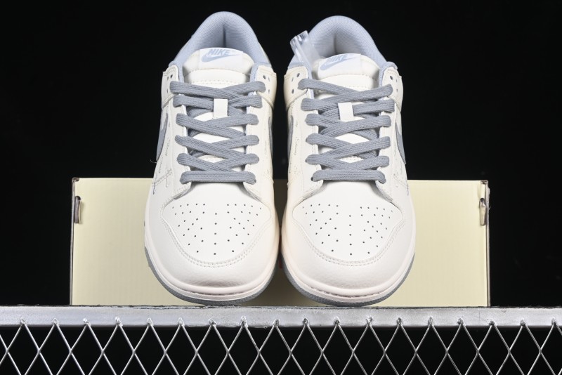 Nike SB Dunk Low Stussy Collaboration Light Grey Brushed Swoosh Anniversary Custom Low-Top Casual Sneakers - XX2025-608