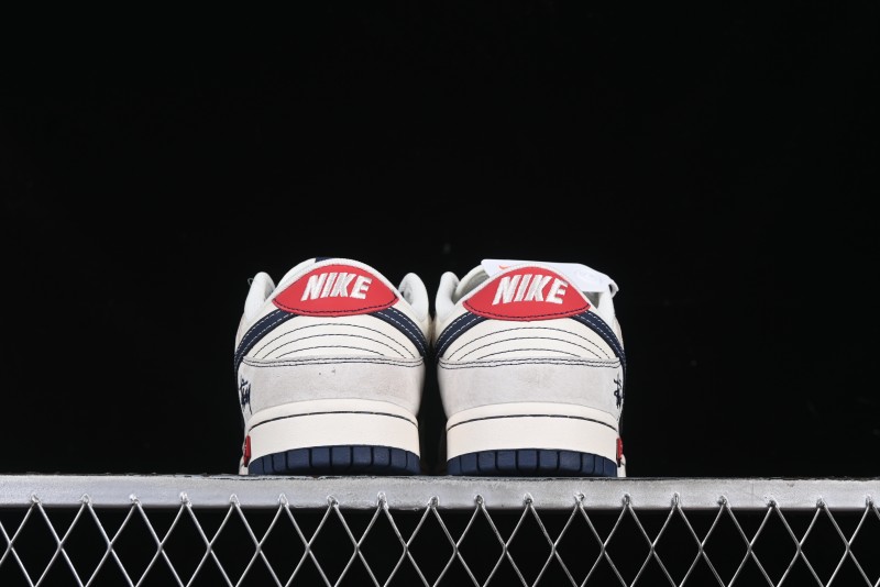 Nike SB Dunk Low Stussy Collaboration Embroidered Navy Swoosh Anniversary Custom Low-Top Casual Sneakers - MM1089-032