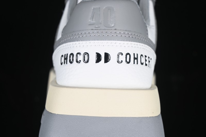 Choco Concert Leather Round Square Asymmetric Fashion Sneakers White Gray - AJE5