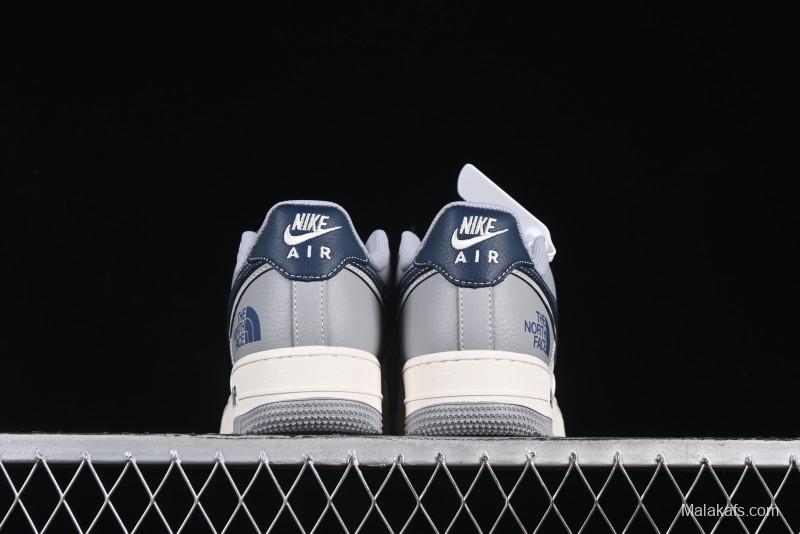 Nike Air Force 1 '07 Low The North Face Collaboration Grey Blue Double Swoosh Casual Sneakers - XS1958-520