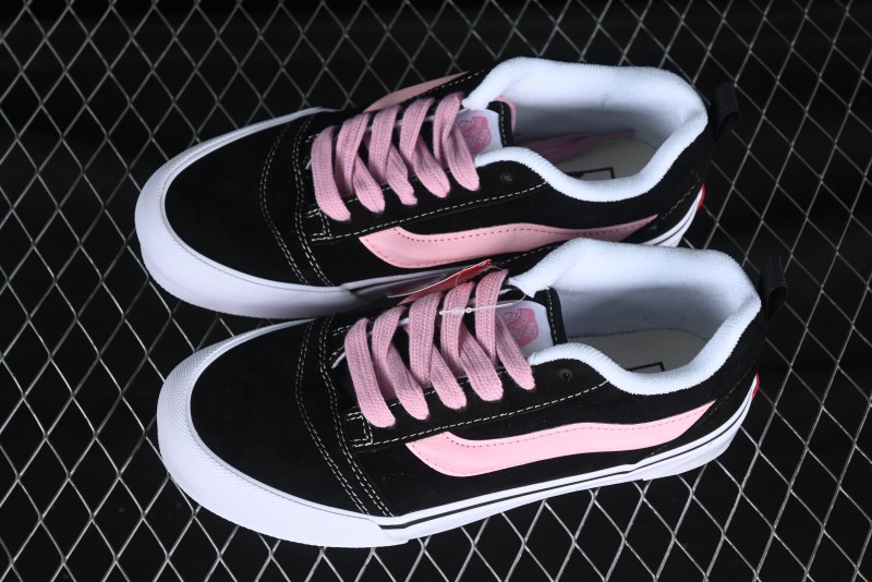 Vans Knu Skool Black Pink Color Comfortable Fashion Anti-Slip Wear-Resistant Low-Top Casual Skate Shoes - VN0009QCB9P