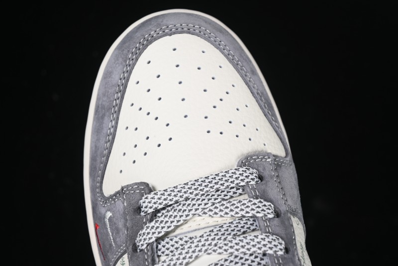 Nike SB Dunk Low Stussy Anniversary Edition Patchwork Grey Swoosh Customized Casual Skate Shoes - YX5066-221