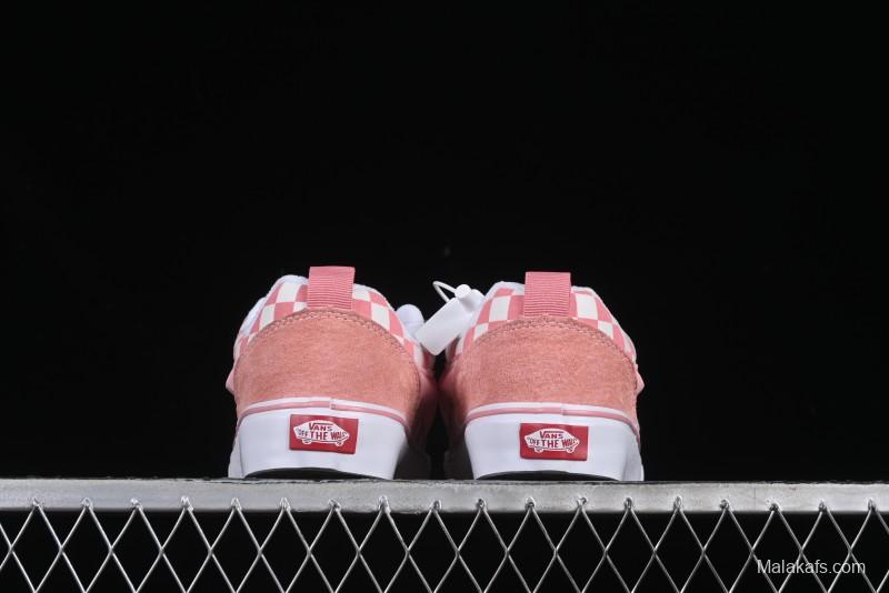 Vans Knu Skool Low Top Comfortable Slip Resistant Wear Resistant Casual Sneakers in Pink Checker - VN0009QCREV