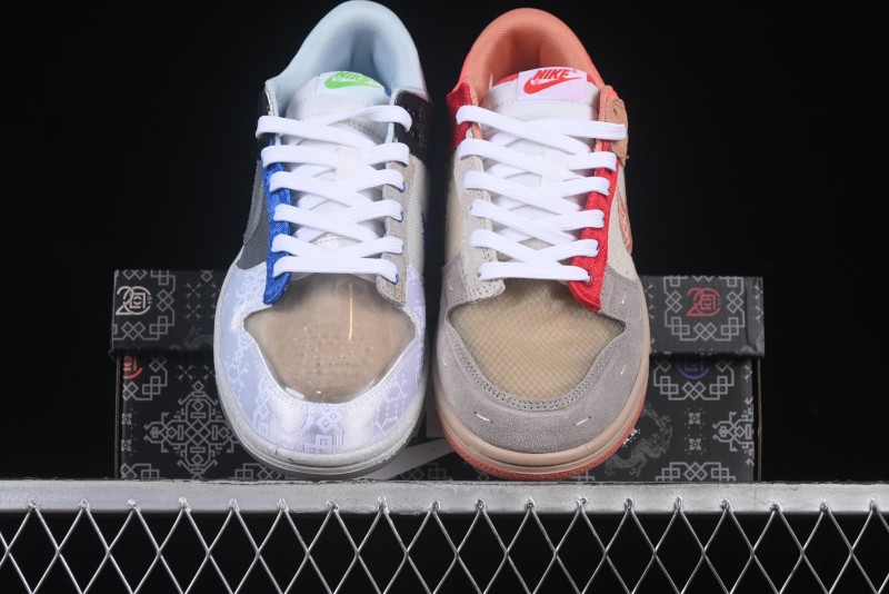 Nike Clot x Dunk Low SB 'What The' Casual Sneakers with Silk, Terracotta, and Holographic Elements - FN0316-999