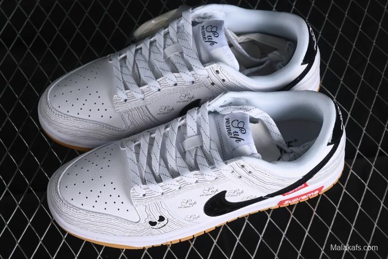 Supreme x Nike Dunk Low SB Casual Skate Shoes with Zoom Air Cushion - XD6188-034