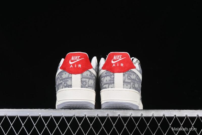 Nike Air Force 1 '07 Low Dior Collaboration - Grey Pattern Low-Top Casual Sneakers - DF0188-021